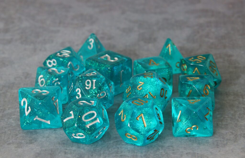 Bescon Shimmery Blue - Chessex Borealis Teal OG